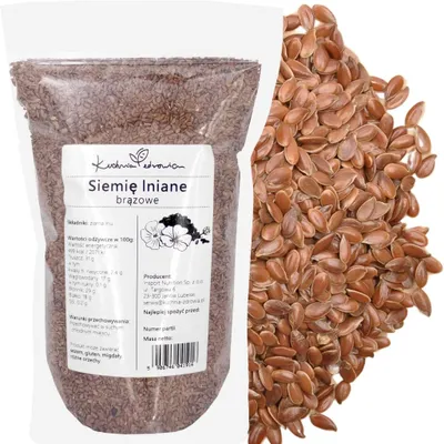 Zdjęcie produktu dla Siemię lniane brązowe, 1 kg - całe nasiona, wszechstronne - do pieczenia, do musli i kaszek