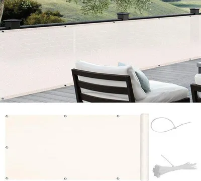 Produktbild von Balkonschutz, Sichtschutz, HDPE, UV-Schutz, transparent, 80x400cm, cremeweiß