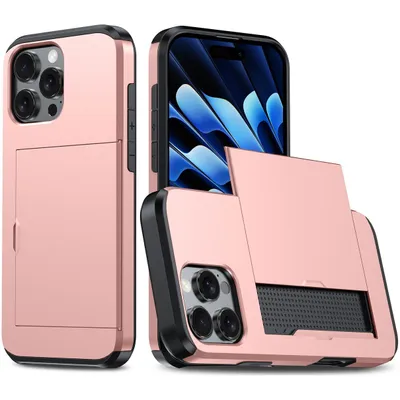 Produktbild von Mobigear Card iPhone 16 Pro Max Hülle Hardcase Backcover Stoßfest mit Kartenhalter - Roségold