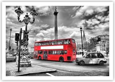 Produktbild von Poster - Poster ohne Rahmen - Trafalgar Platz Taxi London - 100x70 cm - Wand Bild - Wanddeko - Wandbilder - Kunstposter - Wandposter - Bilder - Kunstdruck - Wandbild - P2XAA100x70-0488
