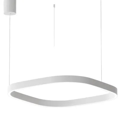 Productafbeelding van CRISEIDE S/1P Q hanglamp – 60 W LED, 3000 K, dimbaar, satijnwit, aluminium frame, siliconen diffuser – Gealuce