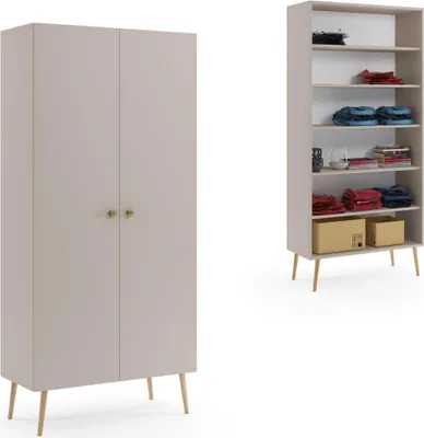 Produktbild von Drehtürenschrank Bolea 2D 87 cm mit Regal - Kaschmir