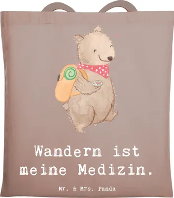 Produktbild von Mr. & Mrs. Panda dokumententasche Bär Wandern - Braun Pastell - Geschenk, Tragetasche, Freizeitsport, Uni Tasche, Spazieren, Wintertouren, Outdoor Sport, Shopping, Beutel