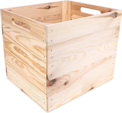Produktbild von Creative Deco Holzkiste Natur | passend für alle Kallaxregale | Regalbox mit Griffen 33 x 37 x 33cm | Aufbewahrungsbox Kinder Regalbox