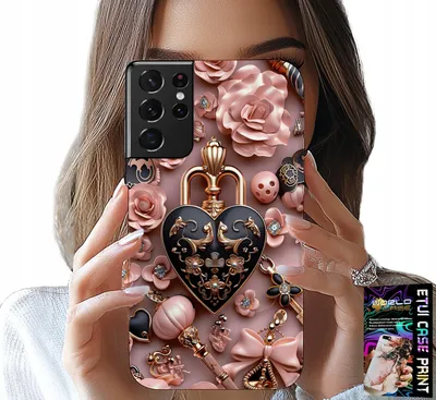 Zdjęcie produktu dla Etui Do Samsung Galaxy S21 Ultra - Kobiece Wzory Kłódka Serce Case + Folia
