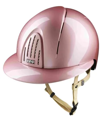 Produktbild von KEP SMART NOVA METAL POLISH Pink – Reithelm mit Polo Visier und beiger Beriemung