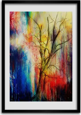 Produktbild von Bild - Bilderrahmen - 50 cm x 70 cm - MDF - Rahmen - Wandkunst Abstrakter Baum