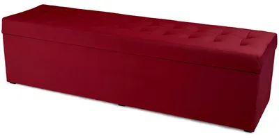 Produktbild von MG Design Polsterhocker Rot 45x160 cm - Stauraum 190L, bis 300 kg, samtig-weich mit Schimmer, pflegeleicht, für Wohnzimmer & Flur