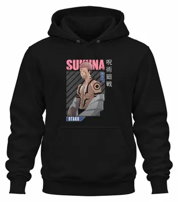 Productafbeelding van Sukuna Jujutsu Kaisen Otaku Anime Esthetiek Demon Cadeau Vintage Uni Hoodie, Zwart, Maat M