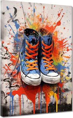 Produktbild von Pop Art Schuhe Splash Leinwandbild Wandbild Dekoration Kunst XL: 75x100x4cm