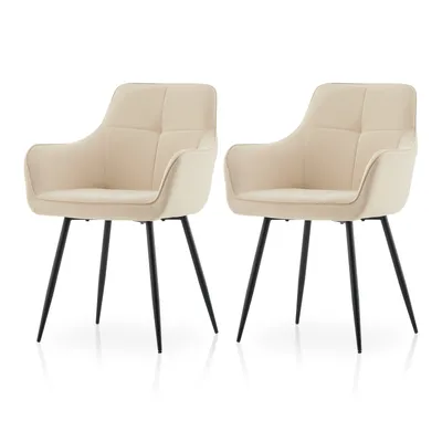 Produktbild von CLIPOP 2er Set Küchenstuhl aus Samtstoff,dicker Polsterstuhl,Beige