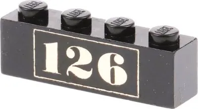 Produktbild von 1x Lego Bau Stein 1x4 schwarz bedruckt 126 gold Zug Eisenbahn 126 3010pb001