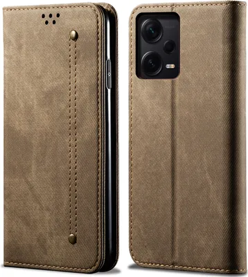 Obrázek produktu pro Redmi Note 12 Pro 5G Case, kožené flipové pouzdro typu kniha s funkcí stojánku pro Xiaomi Redmi Note 12 Pro 5G Khaki
