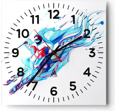 Produktbild von Wanduhr - Quadrat - Glasuhr - Action Sport Aktivität - 40x40cm - Schleichendes Uhrwerk - Lautlos - zum Aufhängen bereit - Dekoration Modern - Wanddekoration aus Glas - C4AC40x40-3058