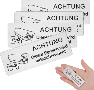 Obrázek produktu pro Sada 4 samolepicích hliníkových cedulí z nerezové oceli pro videodohled