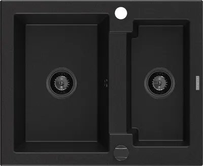 Zdjęcie produktu dla Mexen Carlos zlewozmywak granitowy 1,5-komorowy 582 x 475 mm, czarny, syfon czarny - 6518581500-77-B