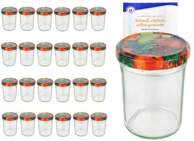 Image de lot de 25 pots 230 ml HOCH To 66 fruits décor couvercle incl. Diamant Gelierzauber livret de recettes