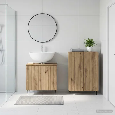Immagine prodotto di Maison Exclusive - Set di due mobili da bagno, modello ZWOLLE, finitura rovere artigianale
