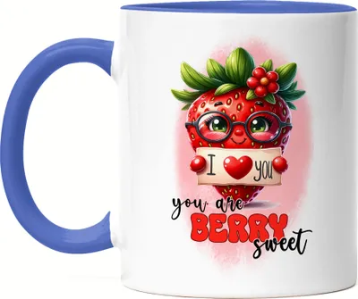 Produktbild von I Love You You Are Berry Sweet Erdbeeren Liebe Spruch Tasse Blau