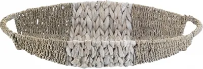 Produktbild von Dekoschale Länglich aus Wasserhyazinthe/Seegras in Grau mit Griff ca. 44 cm