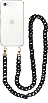 Produktbild von Marble Black Transparant Cord Hülle - Long Cord  - Kompatibel mit iPhone 7/8 SE (2020/2022)