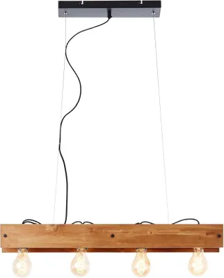 Productafbeelding van Hanglamp in bruin en zwart, van hout en metaal - Natuurlijke, dimbare lamp DD128582 - Landelijke interieurverlichting - 75 cm (breedte) x 150 cm (hoogte)