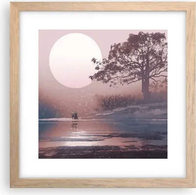 Produktbild von Gerahmtes Poster - Rahmen in heller Eiche - Mond Paar Baum - 30x30 cm - Wand Bild - Wanddeko - Wandbilder - Kunstposter - Wandposter - Bilderrahmen - Bilder - Kunstdruck - Wandbild - P2NAC30x30-4236
