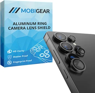 Produktbild von Mobigear Displayschutzfolie für Samsung Galaxy S25 Ultra, gehärtetes Glas, Schutz für Kameralinsen, kompatibel mit Hüllen, schwarz