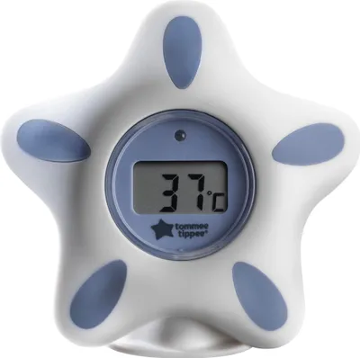 Produktbild von Tommee Tippee Closer to Nature Bad- und Raumthermometer, weiß und grün, LED Warnlicht, LCD Bildschirm