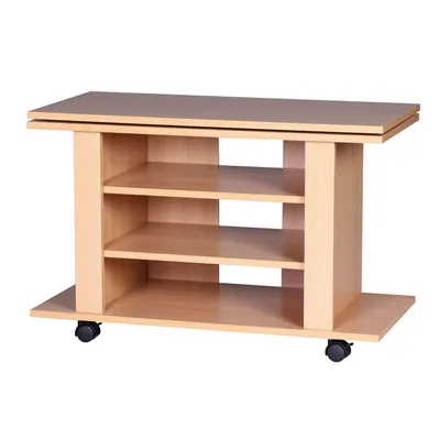 Produktbild von FineBuy Fernsehschrank Drehbar auf Rollen TV Bank 75 x 38 x 50 cm mit Drehteller für Fernseher| Fernsehtisch Holz Buche mit Ablage Board TV Schrank