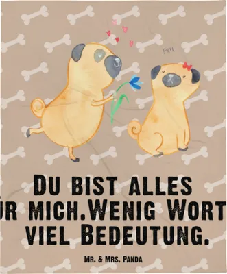 Produktbild von Mr. & Mrs. Panda Schlummerdecke Mops Verliebt - Hundeglück - Geschenk, Pure Liebe, Hund, Fleecedecke, Babydecke, Kinderdecke, Freund, Erstlingsdecke, Plaid, Sprüche
