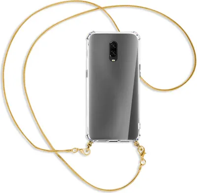Produktbild von Handykette Backcover-Schutzhülle mit Band (Metall goldfarben) für OnePlus 6T, OnePlus 7 - goldfarbene Kette Snake