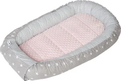 Produktbild von Famanu Baby Nest Cuddly Nest - Grau mit rosa Minky, 100 x 60 x 15 cm