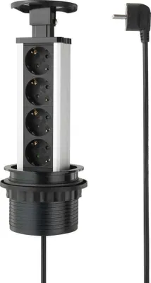 Produktbild von Sygonix SY-4737792 Steckdosenturm Schwarz, Silber Schutzkontakt 1 St.