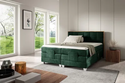 Produktbild von Boxspringbett Elektrisch Bett HENRY 200x200cm in Stoff Fresh Flaschengrün