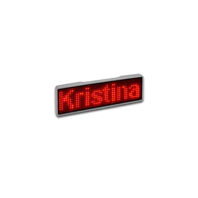 Produktbild von LED Name Tag, 11x44 Pixel, USB-C - Rahmen: silber - LED: rot