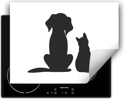 Produktbild von DarHaus Herdabdeckplatte 70x52 cm Anti Rutsch Matte Aufrollbar, Hund und Katze