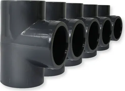 Produktbild von 5er Set PVC-U Fitting T-Stück 50mm 90°