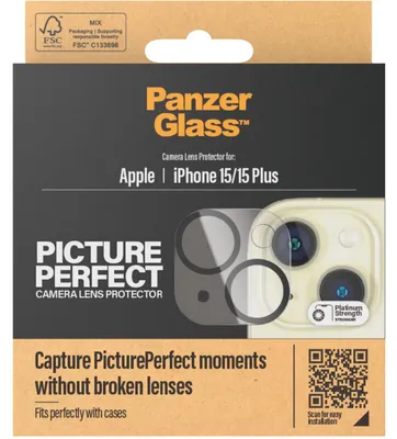 Produktbild von PanzerGlass ® PicturePerfect Kameraschutz iPhone 15 | 15 Plus, Apple, Apple - iPhone 15, Apple - iPhone 15 Plus, Trockene Anwendung, Kratzresistent, Schockresistent, Transparent, 1 Stück(e)