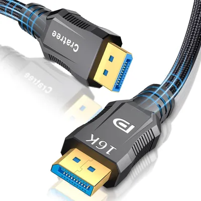 Image de Câble DisplayPort 2.1, 2 mètres, compatible avec : 16K à 30Hz, 8K à 120Hz, 4K à 165Hz/144Hz, débit de 40 Gbps