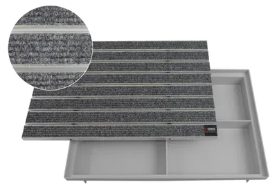 Produktbild von Emco Eingangsmatte DIPLOMAT + Bodenwanne 75mm Kunststoff, Large Rips Hellgrau, 60x40cm