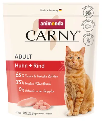 Produktbild von animonda Carny Katzen Trockenfutter Huhn + Rind, 350 g, ohne Getreide und Zucker, 65 % Fleischanteil