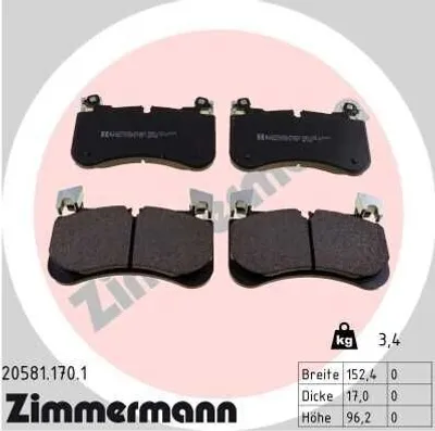 Produktbild von ZIMMERMANN Bremsbeläge Satz Vorne Bremsklötze für LAND ROVER Range Rover Sport (L494) 20581.170.1