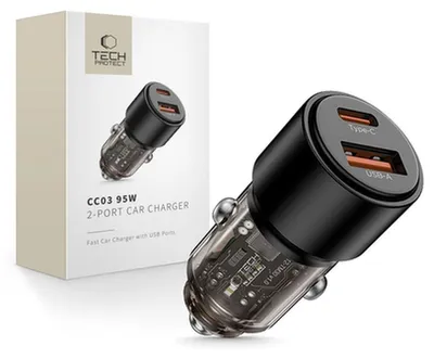 Obrázek produktu pro Tech-Protect Cc03 2portová nabíječka do auta Pd95W/Qc3.0 černá