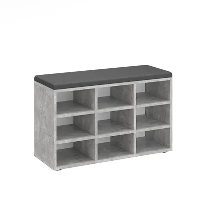 Produktbild von KOMTO Schuhbank mit Sitzfläche - Schuhregal Schuhschrank mit Sitzbank Flur Bank mit Stauraum Garderobenbank Sofia 80 x 50 x 30 cm Beton