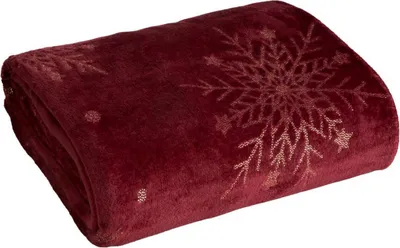 Produktbild von EUROFIRANY | Weihnachtsdecke - Winterdecke - 150 x 200 cm - Rot Gold - Schneeflocken - Plaid - für Winter