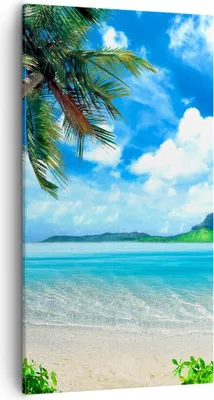 Produktbild von Bild auf Leinwand - Leinwandbild - Strand Urlaub Insel Palme - 55x100cm - Wand Bild - Wanddeko - Leinwanddruck - Bilder - Kunstdruck - Wanddekoration - Leinwand bilder - Wandkunst - PA55x100-2528