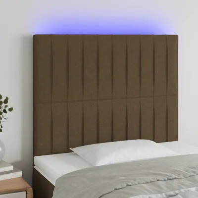 Produktbild von The Living Store LED Kopfteil Dunkelbraun 100x5x118/128 cm Stoff