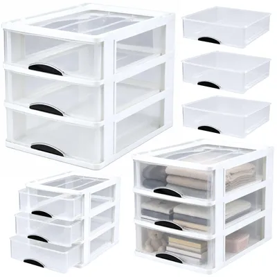 Zdjęcie produktu dla Wielofunkcyjny organizer 3 szuflady Plastikowy pojemnik w kolorze białym