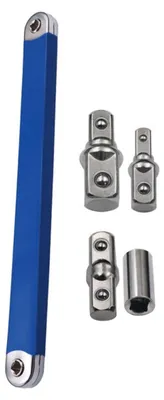 Productafbeelding van INF Uittrekbare ratel-verlengsleutel 39cm – Hoog-koolstofstaal, verstelbare dubbele kop, kettingverlengsleutel met adapterkoppen Blauw